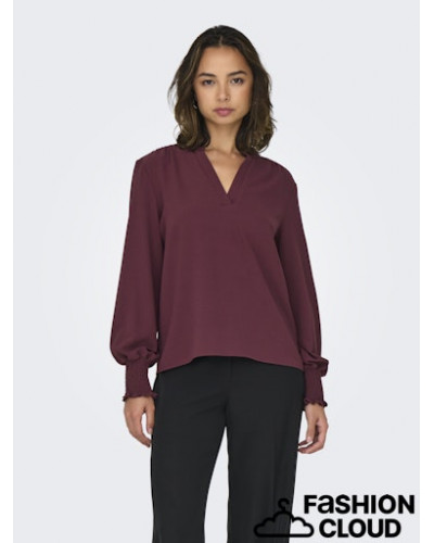 ONLMETTE V-NECK LS SMOCK TOP NOOS WVN