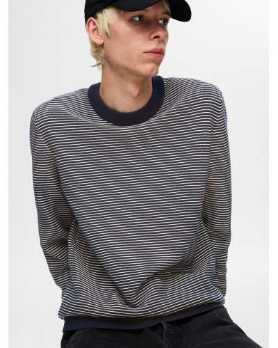 SLHJAKE LS KNIT STRUC STRIPE CREW NECK