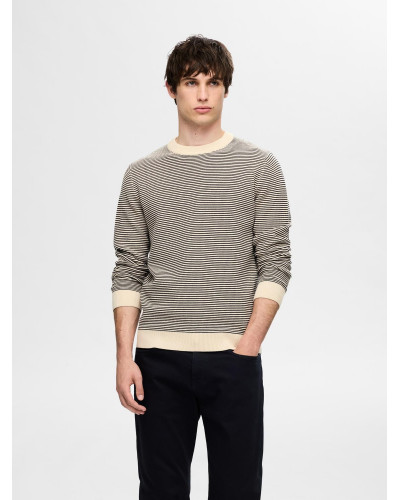 SLHJAKE LS KNIT STRUC STRIPE CREW NECK