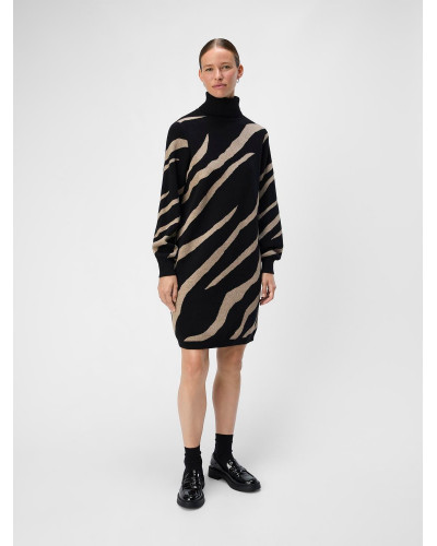 OBJRAY L/S KNIT ROLLNECK DRESS AOP NOOS