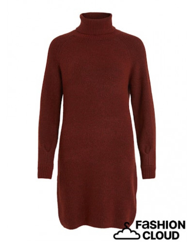 VIRANDY  L/S HIGH NECK KNIT DRESS/KA