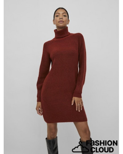 VIRANDY  L/S HIGH NECK KNIT DRESS/KA