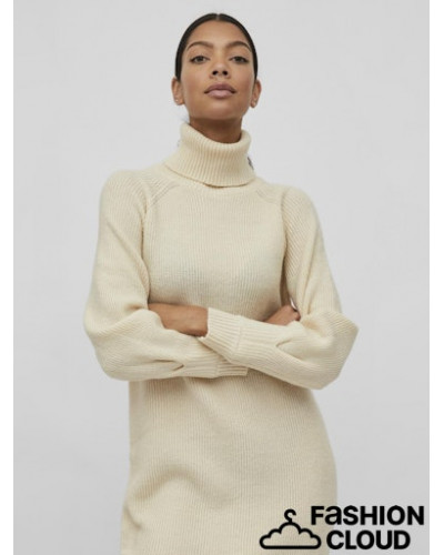 VIRANDY  L/S HIGH NECK KNIT DRESS/KA