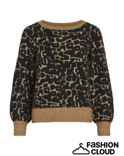 VIALVA BOATNECK JACQUARD KNIT TOP/R