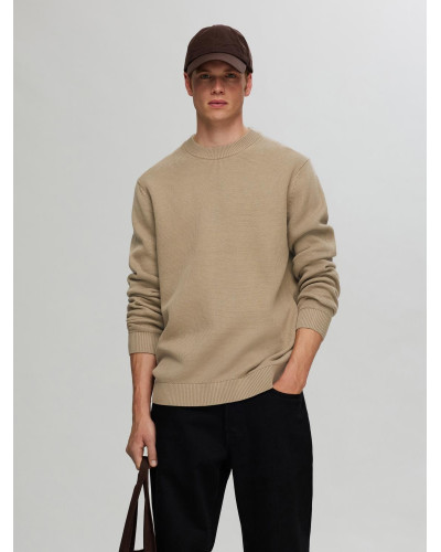 SLHDANE LS KNIT STRUCTURE CREW NECK NOOS