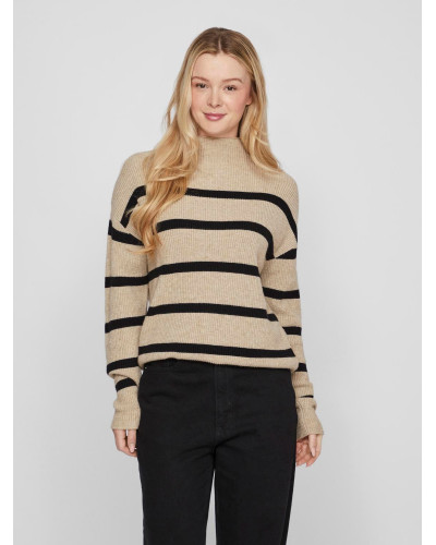 VIRIL MOCK NECK L/S  KNIT RIB TOP 2-NOOS