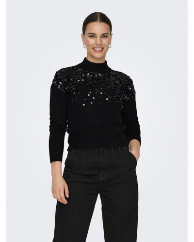 ONLALBA LS SEQUINS HIGH NECK KNT